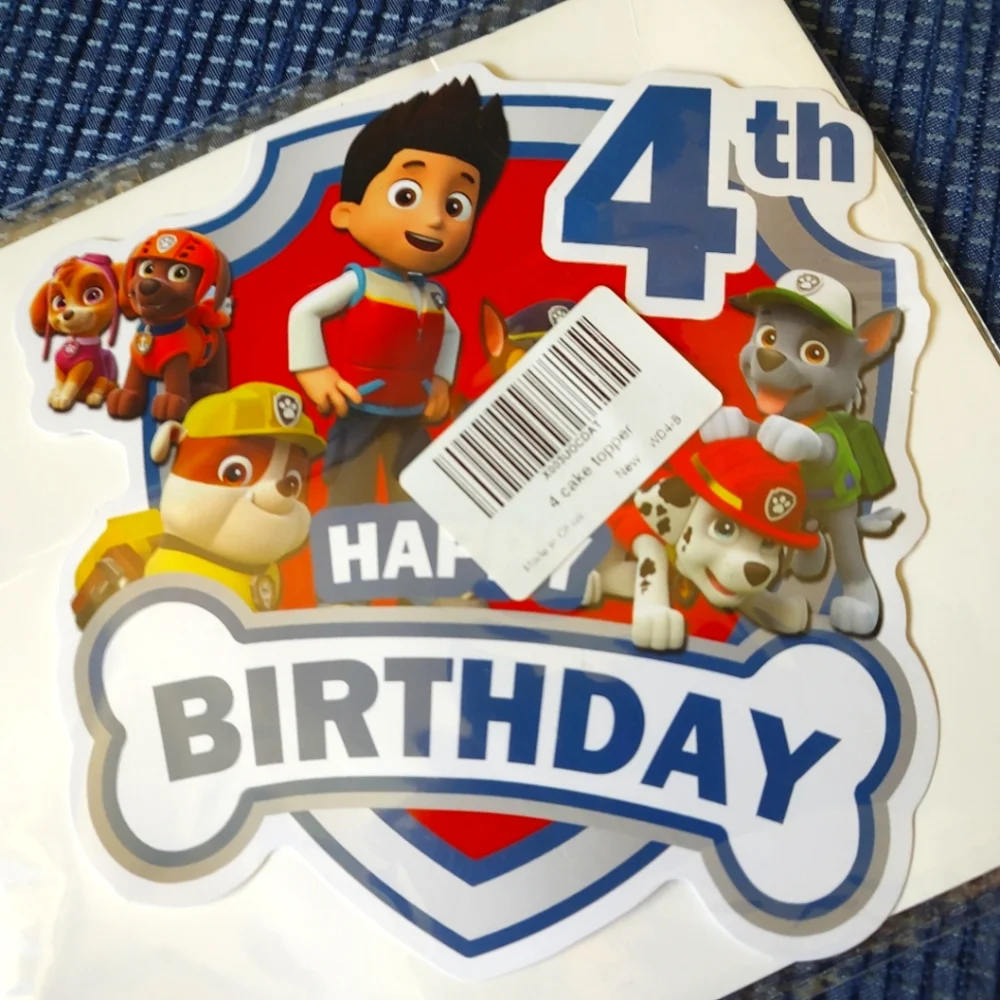 Cartoon THEMED Cake Topper 4th Happy Birthday New Factory Sealed Party